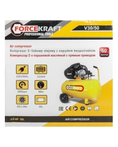 Купить Двухпоршневой компрессор с прямым приводом Forcekraft ресивер 50 л, 8 бар, 320 л/м, 1100 w, 230 v FK-V30/50(54663)  в E-mobi