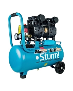 Купить Компрессор Sturm безмасляный, бесшумный, профессионал, 1500Вт, 24 л, 2600 об/м, 240л/м, 8б AC93224OL  в E-mobi