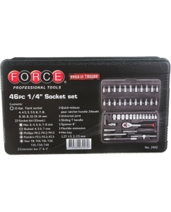 Купить Набор инструмента с 6-ти гранными головками FORCE 1/4 46 предметов 2462  в E-mobi