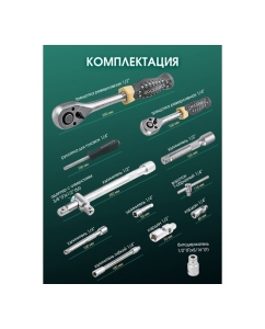 Купить Набор инструментов Rockforce 1/2, 1/4DR 6-гранных, 108 предметов RF-41082-5(4282) в E-mobi