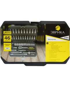 Купить Набор торцевых головок ЭВРИКА 1*4&quot;, DR, 6-гранный, 46 предметов ER-80046  в E-mobi