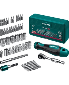 Купить Набор бит и головок с битодержателем и трещоткой KRAFTOOL X-drive 49 шт 25816 в E-mobi