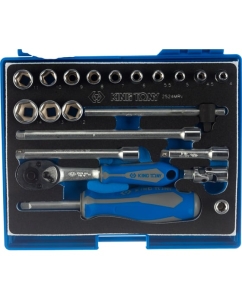 Купить Набор шестигранных торцевых головок с принадлежностями KING TONY 1/4&quot; 4-14 мм 21 предмет 2524MRV  в E-mobi