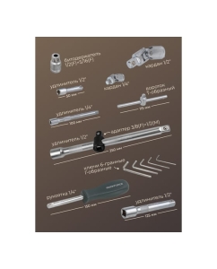 Купить Набор инструментов Rockforce 108 предметов 1/4", 1/2" 6 граней RF-41082-5LNEW(53000) RF-41082-5L NEW(53000)  в E-mobi