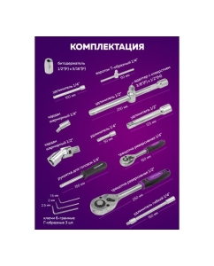 Купить Набор инструментов Помощник 94 предмета 1/4&quot;, 1/2&quot; (6гр.) 4941-5(59164)  в E-mobi