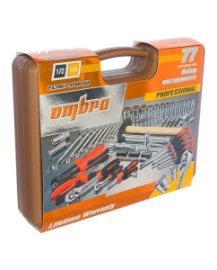 Купить Универсальный набор инструмента 1/2&quot;DR и 1/4&quot;DR с 12-гранными головками 1/2&quot;DR, 77 шт OMBRA OMT77S12  в E-mobi