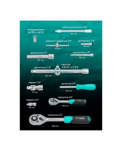 Купить Набор инструментов MAMEDFORCE 110 предметов 1/4&quot;, 1/2&quot; MF-41101-5(57607)  в E-mobi