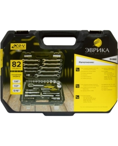 Купить Набор инструмента ЭВРИКА 1*4&quot;&amp;1*2&quot;, DR, 6-гранный, 82 предмета ER-80082  в E-mobi