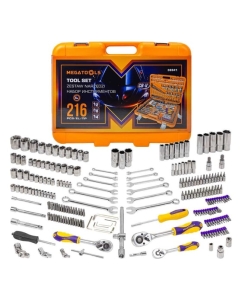 Купить Набор инструментов MEGATOOLS 216 предметов, 1/4''3/8''1/2'', 6гр, 4-32мм, в пластиковом кейсе MT-38841(58198) в E-mobi