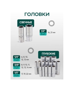 Купить Набор инструментов Rockforce 180 предметов 1/4, 3/8, 1/2 (6гр.) RF LIGHT-41802-5(61106)  в E-mobi