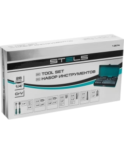 Купить Набор торцевых головок с трещоткой STELS 1/4&quot;, 26 предметов 13574  в E-mobi