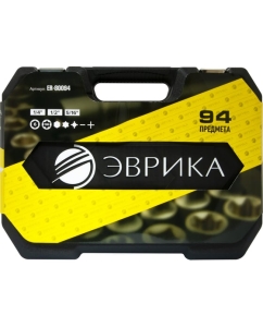Купить Набор торцевых головок ЭВРИКА 1*4&quot;&amp;1*2&quot;, DR, 6-гранный, 94 предмета ER-80094  в E-mobi