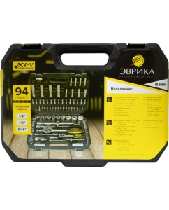 Купить Набор торцевых головок ЭВРИКА 1*4&quot;&amp;1*2&quot;, DR, 6-гранный, 94 предмета ER-80094  в E-mobi
