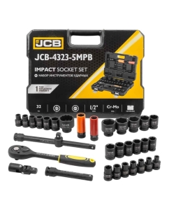 Купить Набор инструментов ударных JCB 32 предмета 1/2( 6-гр: 8-32мм, 12гр: 10,12,14,15,17,19,36мм, Cr-Mo) JCB-4323-5MPB(60553) в E-mobi