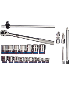 Купить Набор торцевых головок с принадлежностями (3/4&quot;, двенадцатигранные, 22-50 мм, 23 предмета) KING TONY 6023MR  в E-mobi