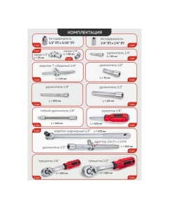 Купить Набор инструментов Forcekraft 1/4&quot;, 1/2&quot;, 6 гр., 4-32 мм, 124 предмета FK-41241-5(56418)  в E-mobi