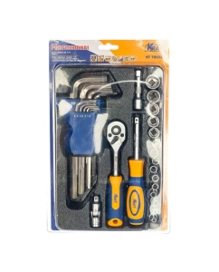 Купить Набор торцевых головок и принадлежностей 1/4 Dr 28 предметов с имбусными ключами KRAFT KT 700321 в E-mobi