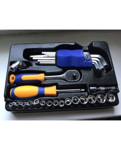 Купить Набор торцевых головок и принадлежностей 1/4 Dr 28 предметов с имбусными ключами KRAFT KT 700321  в E-mobi