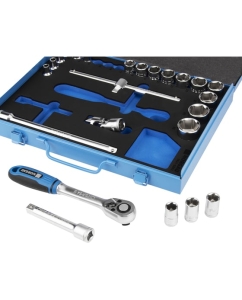 Купить Набор торцевых 6-гранных головок 1/2&quot; NORGAU 24 предмета с аксессуарами N1924-S832 063793024  в E-mobi