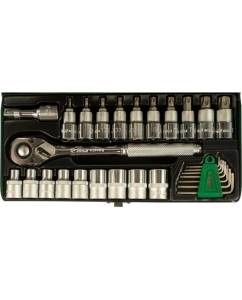 Купить Набор шестигранников, торцевых головок с трещоткой (1/2&quot;) 28 предметов Hans 4628T  в E-mobi