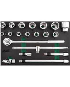 Купить Набор головок и аксессуаров TOPTUL 3/4DR, 6-гранных, 19-50 мм, 20 предметов в мягком ложементе GVD2010 в E-mobi