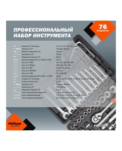 Купить Профессиональный набор инструментов AV Steel 76 предметов AV-011076  в E-mobi