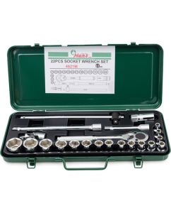 Купить Комплект 6-гранных головок Hans 22 предмета в металлическом кейсе 4621МU в E-mobi