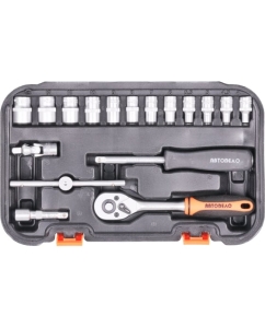 Купить Набор торцевых головок АвтоDело 1/4&quot; DR 17 предметов 39917 13700  в E-mobi