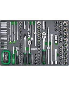 Купить Набор головок и аксессуаров TOPTUL 1/4, 3/8, 1/2, 6-гр., 126 предметов в мягком ложементе GEDC611 в E-mobi
