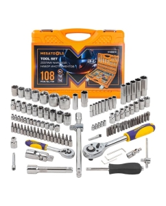 Купить Набор инструментов MEGATOOLS 108 предметов 1/4, 1/2 ( 6гр.) MT-41082-5(57964) в E-mobi