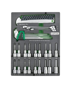 Купить Набор торцевых насадок, Г-образных шестигранников и разрезных ключей TOPTUL 31 предмет в мягком ложементе GEB3109 в E-mobi