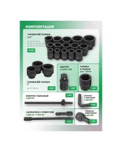 Купить Набор инструментов Rockforce ударных 26пр, 3/4 1 12гр. RF-68262-9MPB(28190)  в E-mobi