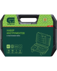 Купить Набор инструментов СИБРТЕХ 1/2&quot;, пластиковый кейс, 32 предмета 13393  в E-mobi