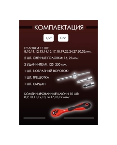 Купить Набор инструментов Disen 1/2&quot; (6гр.) 8-32 мм, 32 предмета DS-4324-5(50781)  в E-mobi