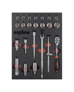 Купить Набор торцевых головок с аксессуарами Ombra OMT23STE 3/8 DR  в EVA ложементе 280х375 мм, 23 предметов 56135 в E-mobi