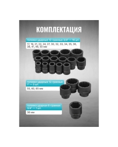 Купить Набор инструментов ударных iLOFORCE 26пр, 3/4&quot;, 1&quot;, 12гр. IF-68262-9MPB(58982)  в E-mobi