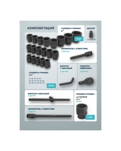 Купить Набор инструментов ударных iLOFORCE 26пр, 3/4&quot;, 1&quot; 6гр. IF-68262-5MPB(58981)  в E-mobi
