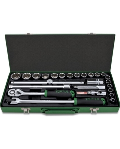 Купить Набор головок и аксессуаров TOPTUL 1/2DR, 12-гранных, 10-32 мм, 25 предметов в металлическом кейсе GCAD2512 в E-mobi