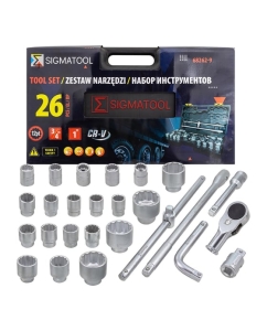 Купить Набор инструментов SIGMATOOL 26предметов, 3/4'' 1'' (12гр.) в пластиковом кейсе -68262-9(59727) Sigmatool-68262-9(59727) в E-mobi