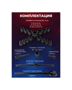 Купить Набор инструментов ударных YATAFORCE 21пр. 3/4" (6гр.) YF-6212-5MPB(57691)  в E-mobi