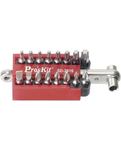 Купить Набор бит с рукояткой-ключом ProsKit SD-2616 16 бит, реверс С00037386 в E-mobi