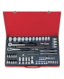 Купить Набор двенадцатигранных торцевых головок с принадлежностями (1/4”, 3/8”, 1/2”, 4-32 мм, 62 предмета) KING TONY 9063MR01 в E-mobi