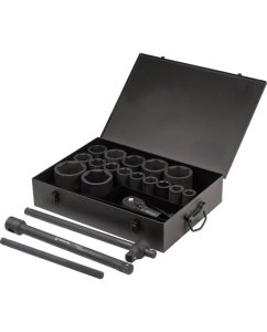 Купить Набор ударных головок Airline 1&quot; 90 мм, 27-80 мм, Т-вороток, трещотка, удлинитель, металлический кейс, 20 предметов ATAS068  в E-mobi