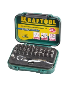 Купить Набор бит с мини трещоткой 1/4