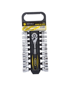 Купить Набор торцевых головок с трещоткой ЭВРИКА 3/8 DR 6-24мм 19 предметов ER-96110 в E-mobi