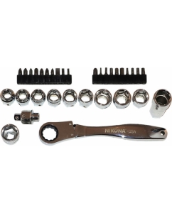 Купить Набор торцевых головок и бит NIKONA с трещотками, для сквозного захвата, 33пр, 3/8&quot;, 11-19мм 08-633  в E-mobi