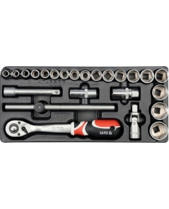 Купить Ложемент для выдвижного ящика YATO торцевые головки, 24 предмета YT-5537 в E-mobi