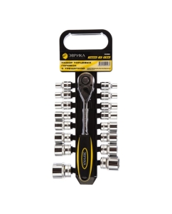 Купить Набор торцевых головок с трещоткой ЭВРИКА 1/2 DR 8-30мм 17 предметов на держателе ER-96100 в E-mobi