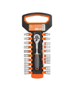 Купить Набор головок с трещоткой Airline 1/4 72Т 22пр. (4-13мм, дюйм. размеры 5/32-1/2, удл. 100мм) ATAP054 в E-mobi