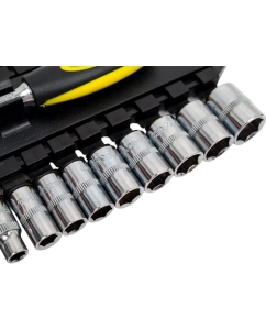 Купить Набор торцевых головок и насадок с трещоткой ЭВРИКА 1/4 DR 6-гранных 27 предмета ER-96130  в E-mobi